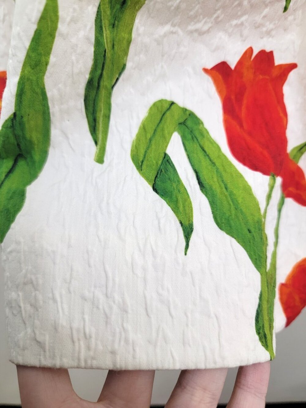 Oscar de la Renta Degradé Tulip Cloque Midi Dress White 4 - Picture 7 of 13